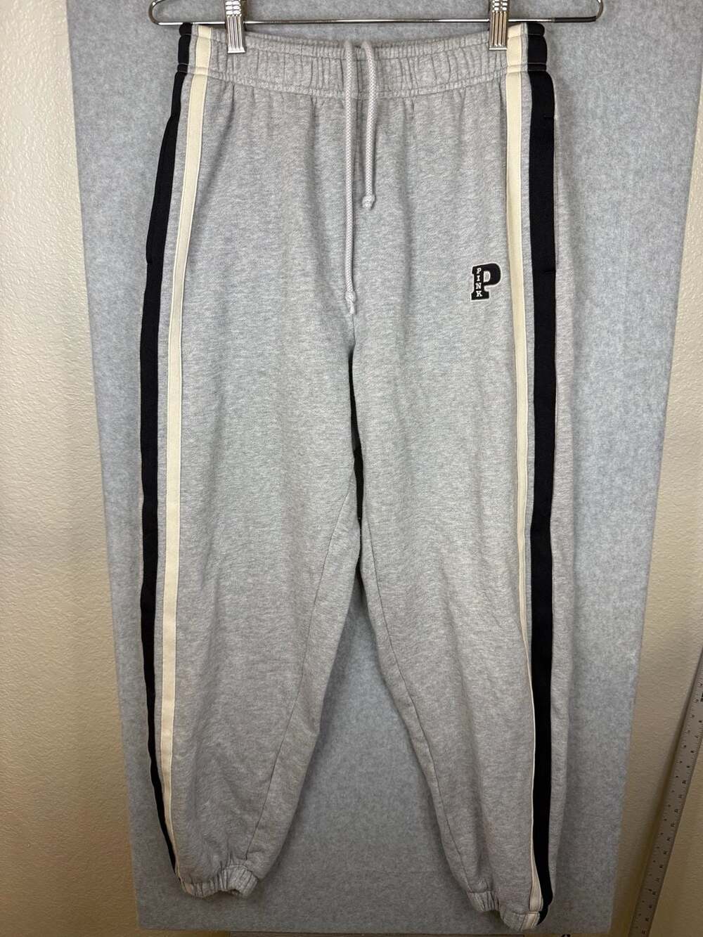 PINK Victoria's Secret Grey Fleece Joggers Sweatpants with Side Stripe